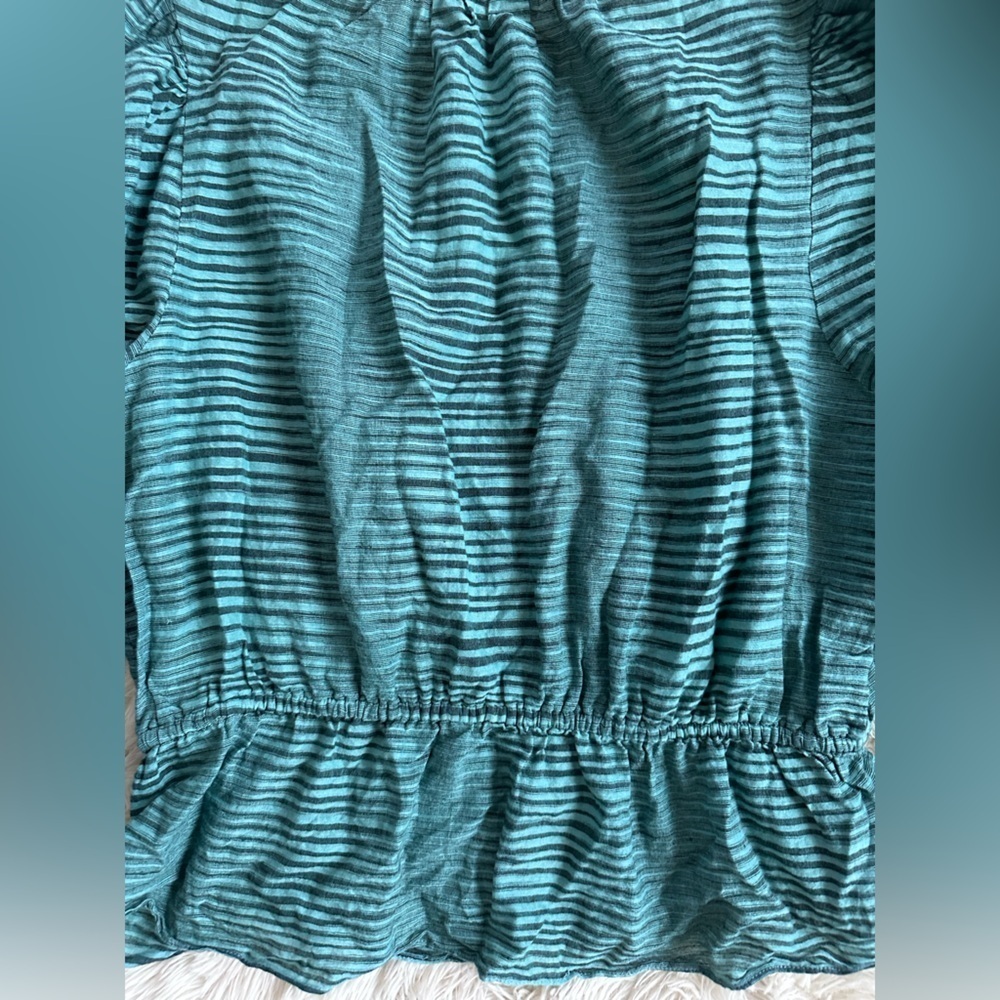 Ulla Johnson Ophelia Cotton Voile Peplum Blouse Teal
Stripe Size 10 - Picture 14 of 16
